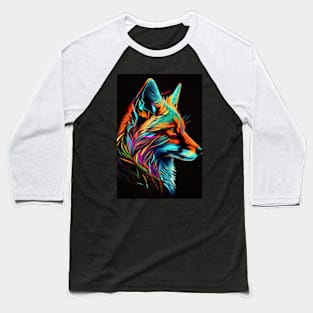 Colorful Fox: Adorable and Cute Wildlife Animals in Vibrant Colors Baseball T-Shirt